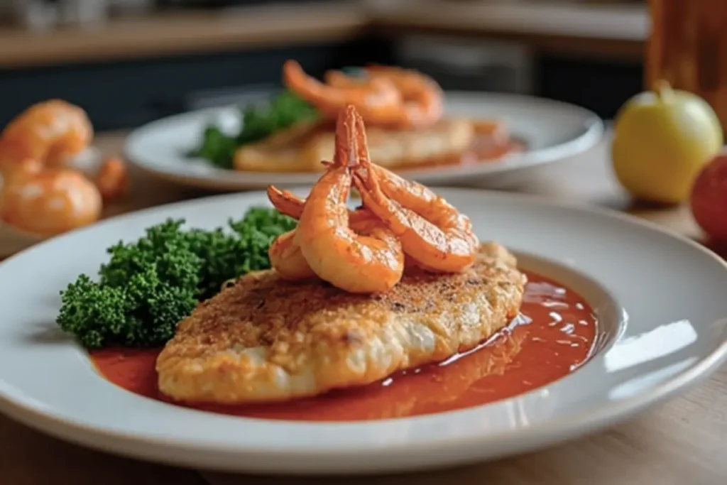 Walleye With Fried Shrimp